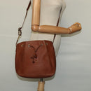 FENDI Shoulder Bag Leather Brown Gold Auth am8357-19