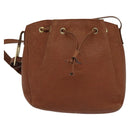 FENDI Shoulder Bag Leather Brown Gold Auth am8357-13