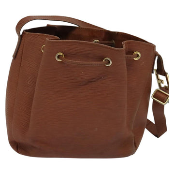 FENDI Shoulder Bag Leather Brown Gold Auth am8357 - 0