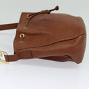 FENDI Shoulder Bag Leather Brown Gold Auth am8357-3