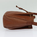 FENDI Shoulder Bag Leather Brown Gold Auth am8357-4