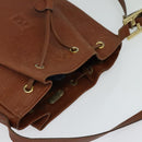 FENDI Shoulder Bag Leather Brown Gold Auth am8357-6