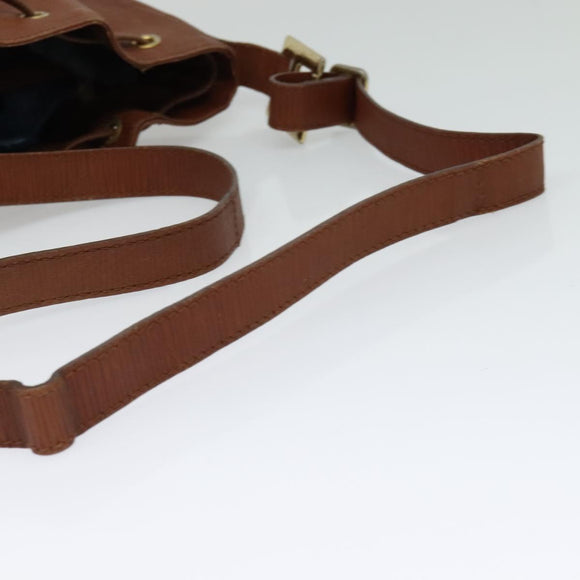 FENDI Shoulder Bag Leather Brown Gold Auth am8357