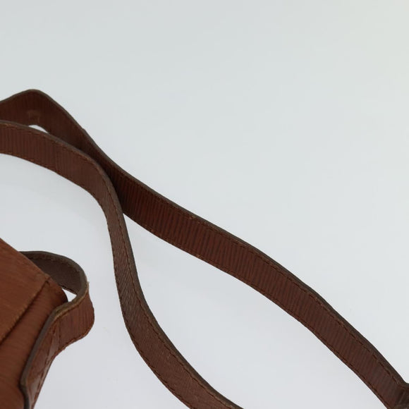 FENDI Shoulder Bag Leather Brown Gold Auth am8357