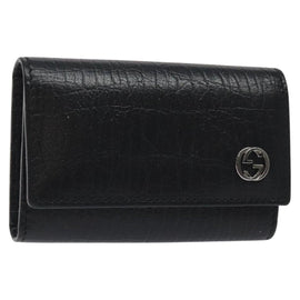GUCCI Key Case Leather Black 115225 Auth am8361