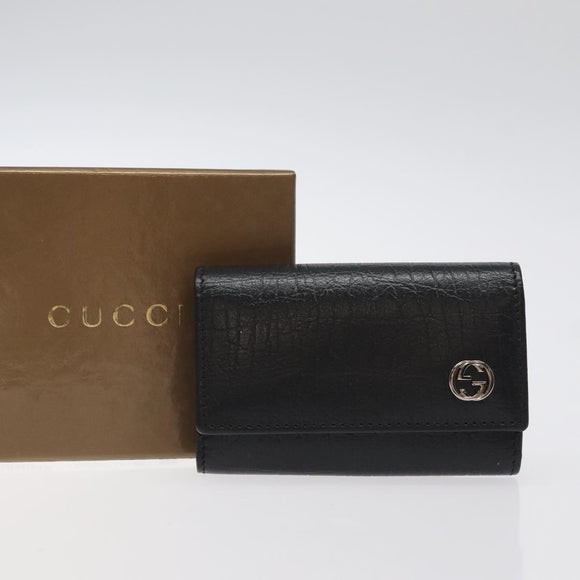 GUCCI Key Case Leather Black 115225 Auth am8361