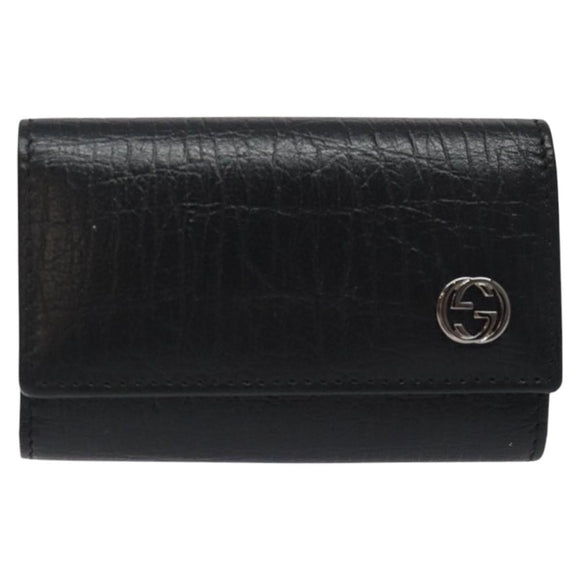 GUCCI Key Case Leather Black 115225 Auth am8361