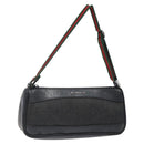 GUCCI Web Sherry Line Accessory Pouch Canvas Black Silver Red 92820 Auth am8378-1