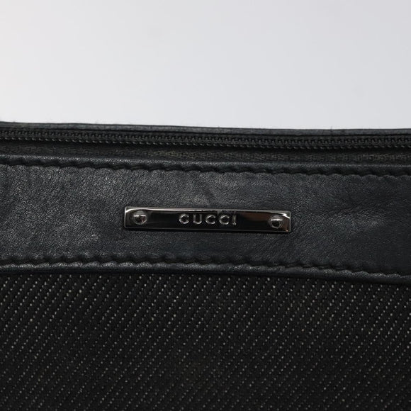 GUCCI Web Sherry Line Accessory Pouch Canvas Black Silver Red 92820 Auth am8378