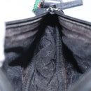 GUCCI Web Sherry Line Accessory Pouch Canvas Black Silver Red 92820 Auth am8378-19