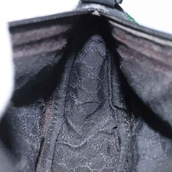 GUCCI Web Sherry Line Accessory Pouch Canvas Black Silver Red 92820 Auth am8378