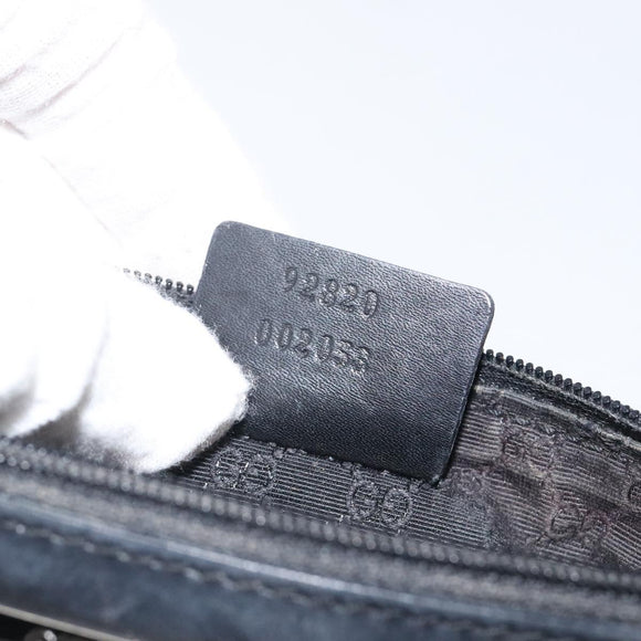 GUCCI Web Sherry Line Accessory Pouch Canvas Black Silver Red 92820 Auth am8378