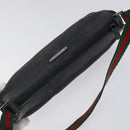 GUCCI Web Sherry Line Accessory Pouch Canvas Black Silver Red 92820 Auth am8378-6