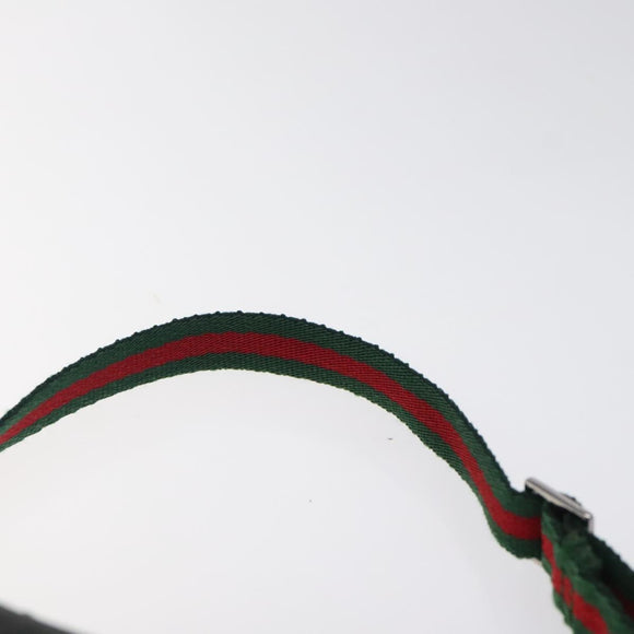 GUCCI Web Sherry Line Accessory Pouch Canvas Black Silver Red 92820 Auth am8378