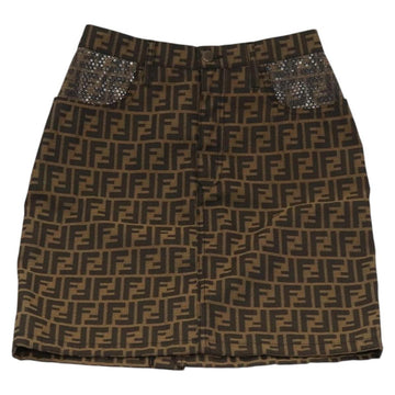 FENDI Zucca Canvas Skirt Black Brown Auth am8388