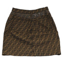 FENDI Zucca Canvas Skirt Black Brown Auth am8388-2