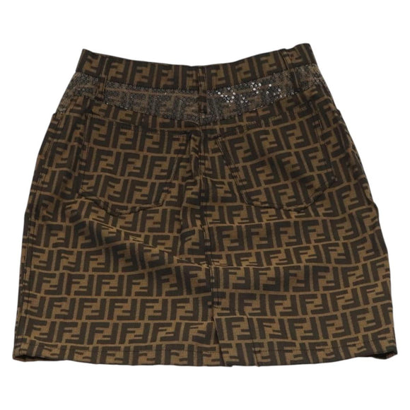 FENDI Zucca Canvas Skirt Black Brown Auth am8388