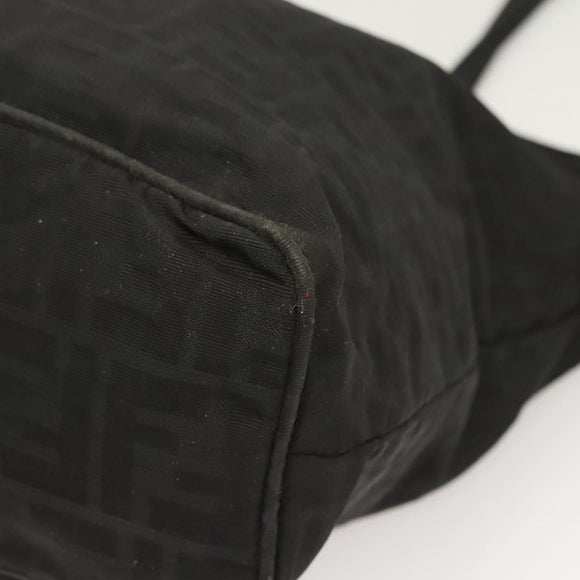 FENDI Zucca Canvas Tote Bag Nylon Black Silver Auth am8389