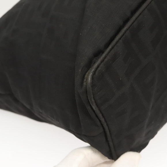 FENDI Zucca Canvas Tote Bag Nylon Black Silver Auth am8389