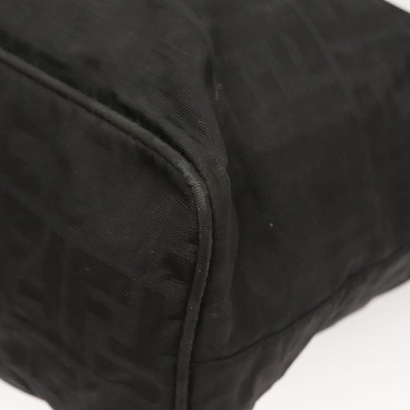 FENDI Zucca Canvas Tote Bag Nylon Black Silver Auth am8389