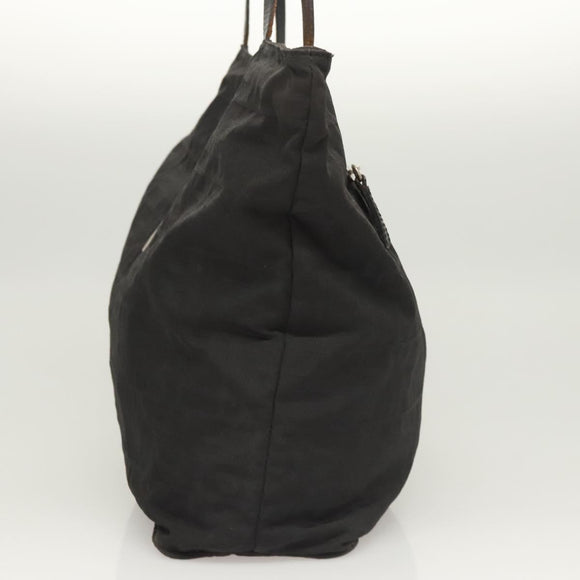 FENDI Zucca Canvas Tote Bag Nylon Black Silver Auth am8389