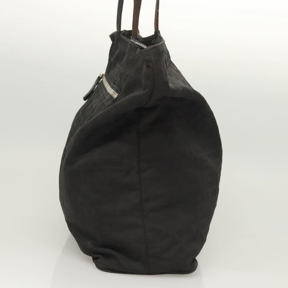 FENDI Zucca Canvas Tote Bag Nylon Black Silver Auth am8389