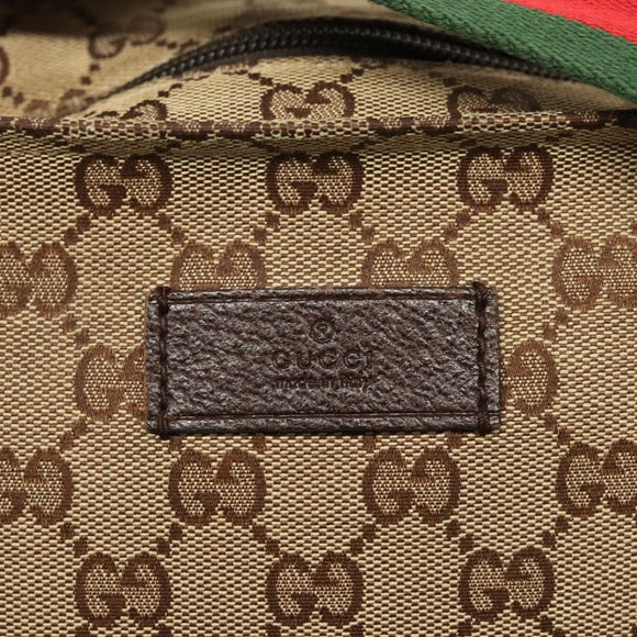 GUCCI GG Canvas Web Sherry Line Shoulder Bag Beige Green Red 189751 Auth am8390