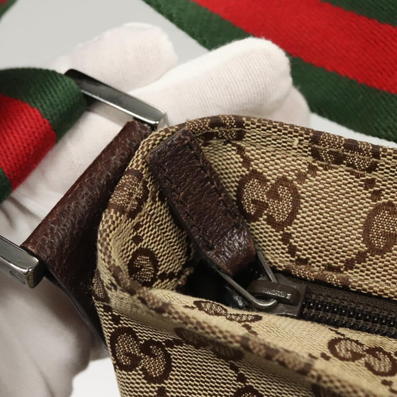 GUCCI GG Canvas Web Sherry Line Shoulder Bag Beige Green Red 189751 Auth am8390