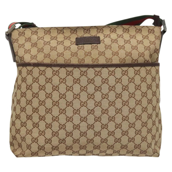 GUCCI GG Canvas Web Sherry Line Shoulder Bag Beige Green Red 189751 Auth am8390