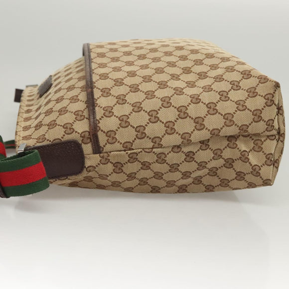 GUCCI GG Canvas Web Sherry Line Shoulder Bag Beige Green Red 189751 Auth am8390