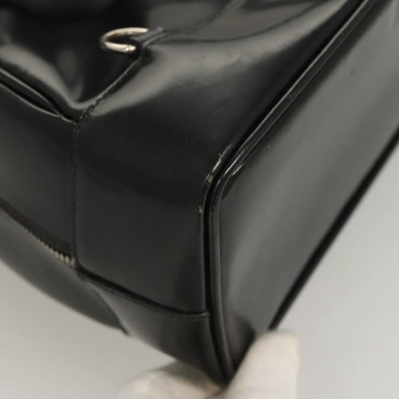 GUCCI Bamboo Shoulder Bag Enamel Black Silver 003 3444 0027 Auth am8391