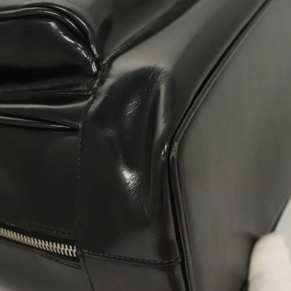 GUCCI Bamboo Shoulder Bag Enamel Black Silver 003 3444 0027 Auth am8391