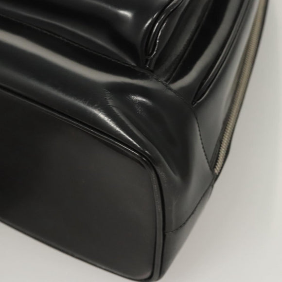 GUCCI Bamboo Shoulder Bag Enamel Black Silver 003 3444 0027 Auth am8391