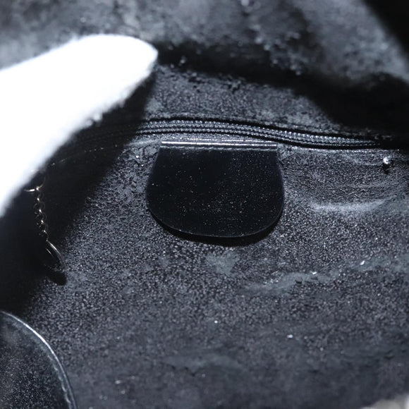 GUCCI Bamboo Shoulder Bag Enamel Black Silver 003 3444 0027 Auth am8391