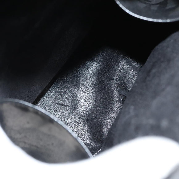 GUCCI Bamboo Shoulder Bag Enamel Black Silver 003 3444 0027 Auth am8391