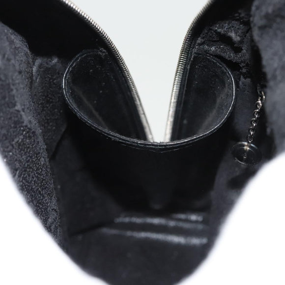 GUCCI Bamboo Shoulder Bag Enamel Black Silver 003 3444 0027 Auth am8391