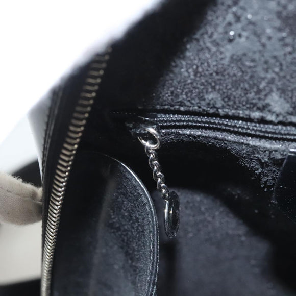 GUCCI Bamboo Shoulder Bag Enamel Black Silver 003 3444 0027 Auth am8391