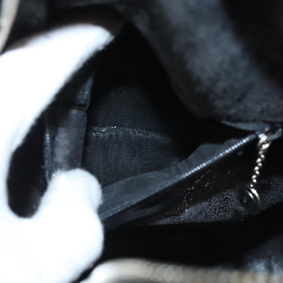 GUCCI Bamboo Shoulder Bag Enamel Black Silver 003 3444 0027 Auth am8391