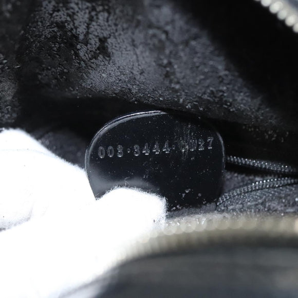 GUCCI Bamboo Shoulder Bag Enamel Black Silver 003 3444 0027 Auth am8391