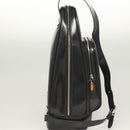 GUCCI Bamboo Shoulder Bag Enamel Black Silver 003 3444 0027 Auth am8391-4