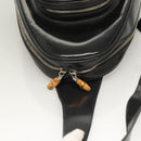 GUCCI Bamboo Shoulder Bag Enamel Black Silver 003 3444 0027 Auth am8391-6