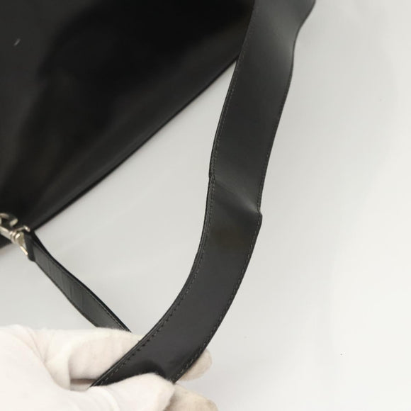 GUCCI Bamboo Shoulder Bag Enamel Black Silver 003 3444 0027 Auth am8391