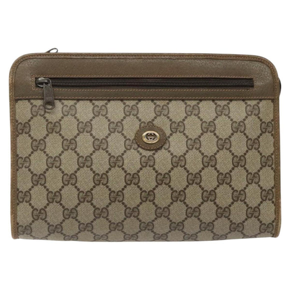 GUCCI GG Plus Supreme Clutch Bag PVC Beige 97 01 037 Auth am8392
