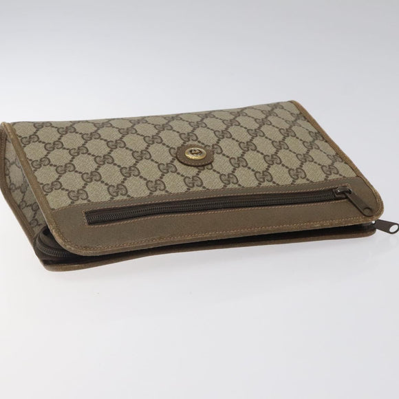 GUCCI GG Plus Supreme Clutch Bag PVC Beige 97 01 037 Auth am8392