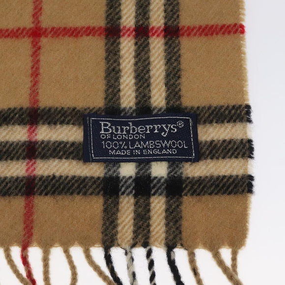 Burberrys Nova Check Scarf Wool Beige Auth am8415