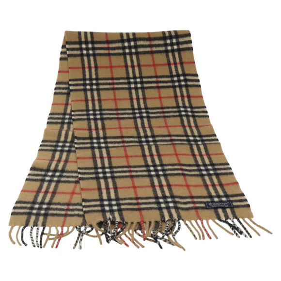 Burberrys Nova Check Scarf Cashmere Beige Auth am8416
