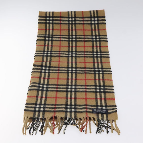 Burberrys Nova Check Scarf Cashmere Beige Auth am8416