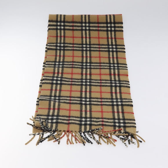 Burberrys Nova Check Scarf Cashmere Beige Auth am8416