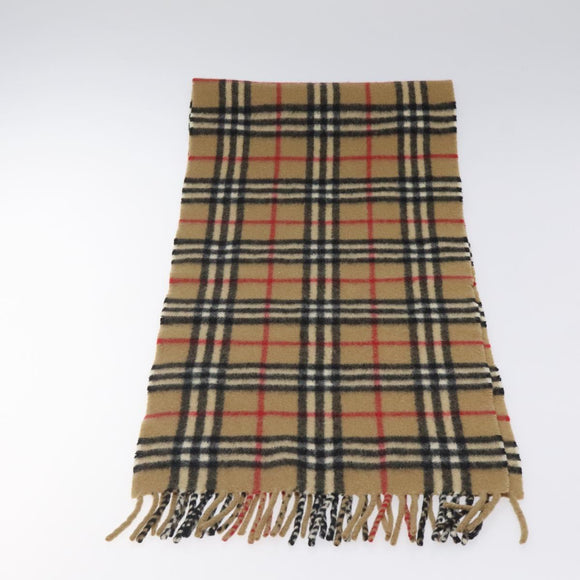 Burberrys Nova Check Scarf Cashmere Beige Auth am8416