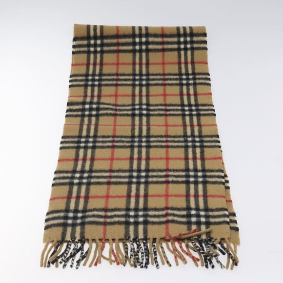 Burberrys Nova Check Scarf Cashmere Beige Auth am8416